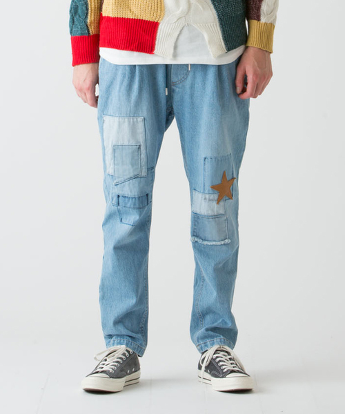 rehacer(レアセル)の「rehacer : Joint Patch Easy Denim MADE IN OKAYAMA JAPAN(デニムパンツ・メンズ・インディゴブルー・SMALL/MEDIUM/LARGE)」の1枚目の写真