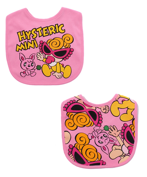 HYSTERIC MINI(ヒステリックミニ)の「BABY Pixie mini hell リバーシブルスタイ(スタイ/よだれかけ・キッズ・ホワイト/ブラック/ピンク・FREE)」の1枚目の写真