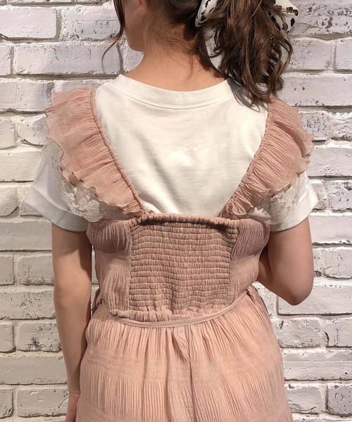 one after another NICE CLAUP（ワンアフターアナザーナイスクラップ）の「ヴィンテージ風サロペット（サロペット/オーバーオール・レディース・モカ/ピンクベージュ/ライトベージュ・FREE）」の4枚目の写真
