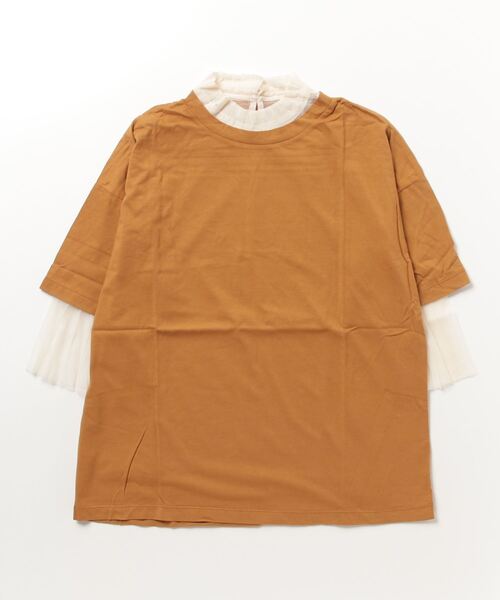 STYLEBLOCK（スタイルブロック）の「天竺ビッグシルエットTシャツ×チュールインナーセット（アンサンブル・レディース・ホワイト/ブラック/カーキ/キャメル・M）」の4枚目の写真