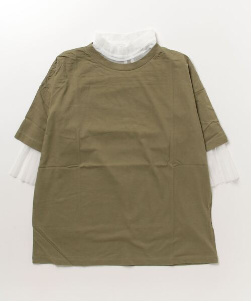 STYLEBLOCK（スタイルブロック）の「天竺ビッグシルエットTシャツ×チュールインナーセット（アンサンブル・レディース・ホワイト/ブラック/カーキ/キャメル・M）」の3枚目の写真