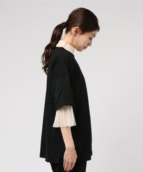 STYLEBLOCK（スタイルブロック）の「天竺ビッグシルエットTシャツ×チュールインナーセット（アンサンブル・レディース・ホワイト/ブラック/カーキ/キャメル・M）」の6枚目の写真