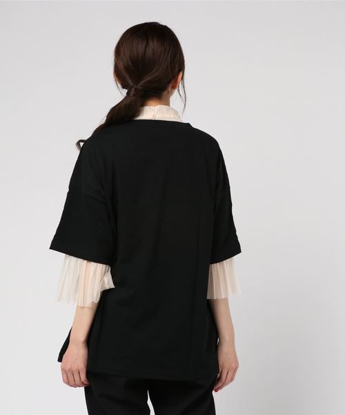 STYLEBLOCK（スタイルブロック）の「天竺ビッグシルエットTシャツ×チュールインナーセット（アンサンブル・レディース・ホワイト/ブラック/カーキ/キャメル・M）」の5枚目の写真