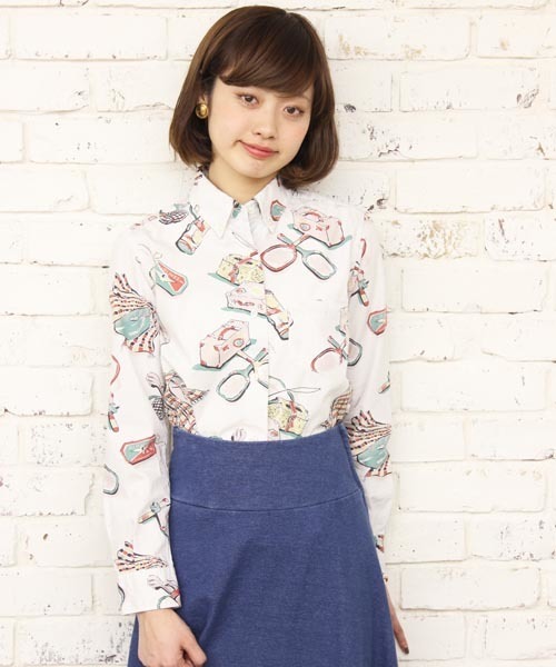 Kastane（カスタネ）の「【melple×Kastane】シャツ（シャツ/ブラウス・レディース・クリーム/ネイビー・FREE）」の2枚目の写真