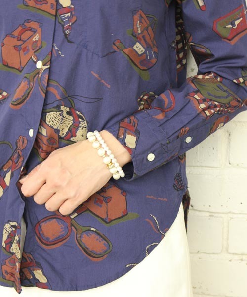 Kastane（カスタネ）の「【melple×Kastane】シャツ（シャツ/ブラウス・レディース・クリーム/ネイビー・FREE）」の7枚目の写真