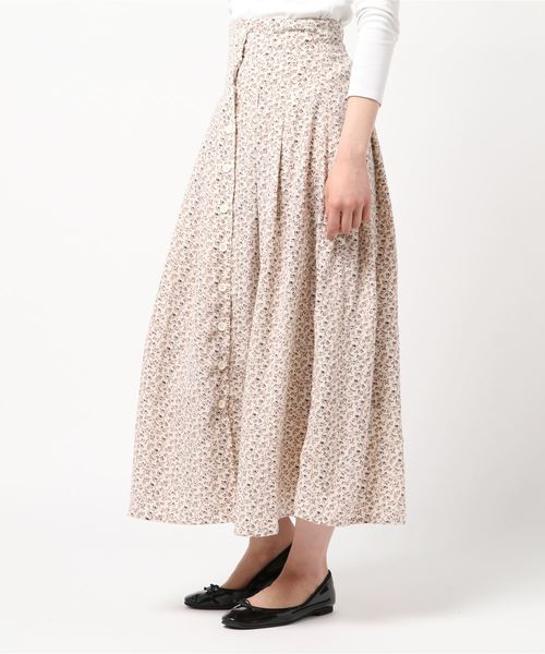 STYLEBLOCK（スタイルブロック）の「ポプリン花柄フレアマキシスカート（スカート・レディース・ブラック/ベージュ/アイボリー・M）」の2枚目の写真