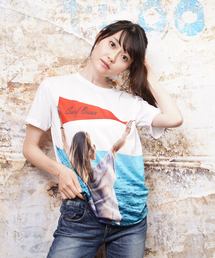 カラーガールズフォトプリントクルーネックTシャツ(KU)