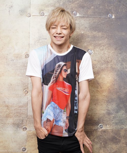 おしゃれスタ（オシャレスタ）の「カラーガールズフォトプリントクルーネックTシャツ(KU)（Tシャツ/カットソー・メンズ・A/B/C/D・M/L）」の10枚目の写真