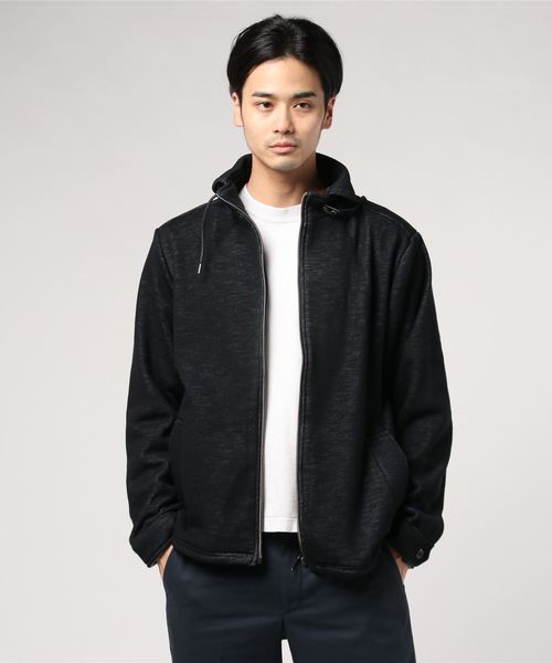 TAKA-Q(タカキュー)の「タカキューメンズ/TAKA-Q:MEN ストレッチスラブ裏シャギー ラウンドカラーカットアウター(その他トップス)」|ネイビー