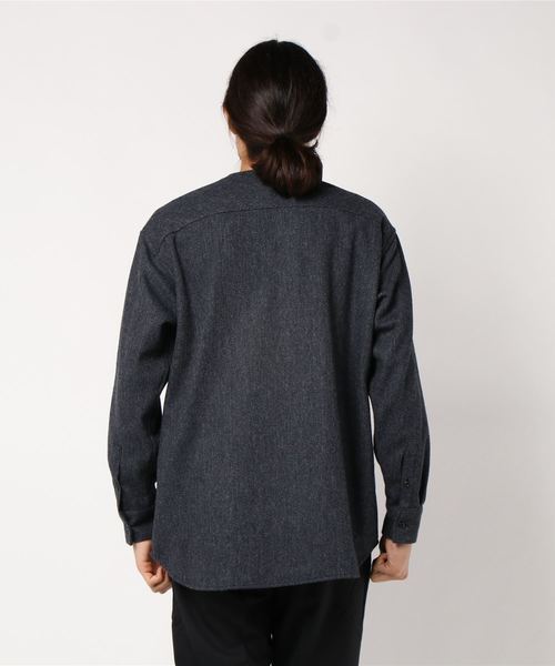CLANE（クラネ）の「HERRINGBONE NO COLLAR SHIRT（シャツ/ブラウス・メンズ・ブラック/ベージュ/グレー・1/2）」の5枚目の写真