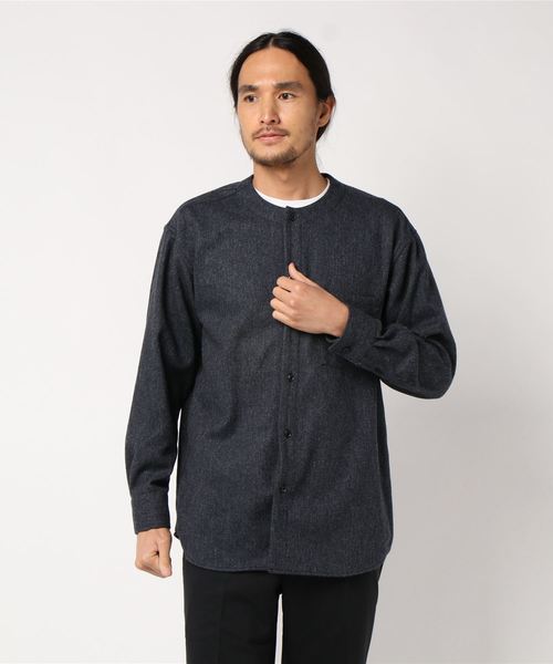 CLANE（クラネ）の「HERRINGBONE NO COLLAR SHIRT（シャツ/ブラウス・メンズ・ブラック/ベージュ/グレー・1/2）」の7枚目の写真