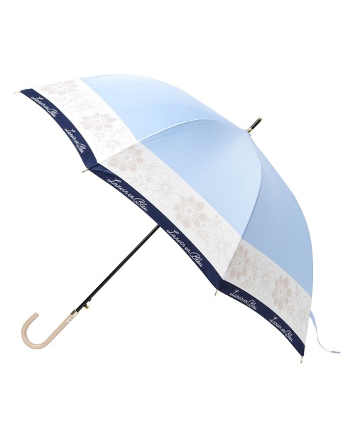 ランバンオンブルー(LANVIN en Bleu)サテンプリントリボン柄長傘 雨傘】ランバン オン ブルー (LANVIN en Bleu) 耐風傘 サテン