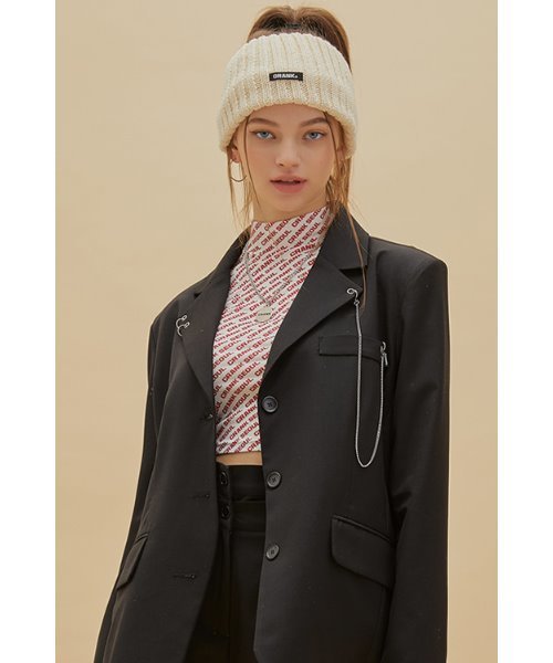 CRANK（クランク）の「『CRANK』CHAIN OVERSIZE BLAZER/チェーン付き オーバーサイズ テーラードジャケット（テーラードジャケット・レディース・ブラック/ベージュ・FREE）」の2枚目の写真