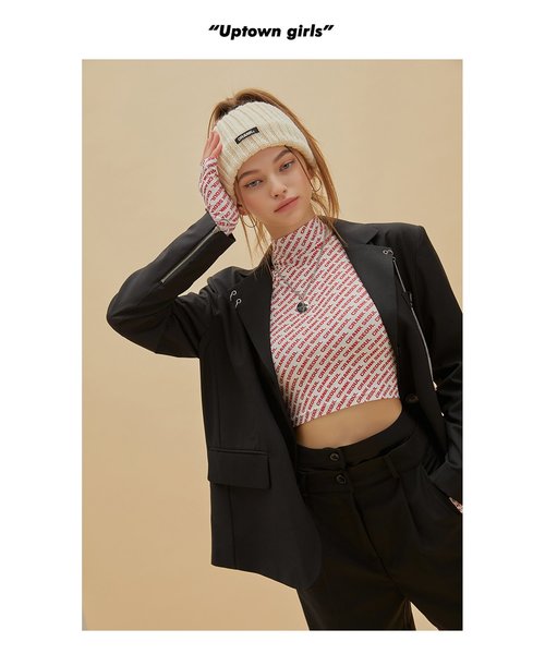 CRANK（クランク）の「『CRANK』CHAIN OVERSIZE BLAZER/チェーン付き オーバーサイズ テーラードジャケット（テーラードジャケット・レディース・ブラック/ベージュ・FREE）」の3枚目の写真