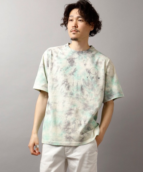 VISION STREET WEAR(ヴィジョンストリートウェア)の「VISION STREET WEAR タイダイ染め 両面プリント 半袖Tシャツ(Tシャツ/カットソー・メンズ・ライトグレー/ミント/パープル/マルチ・M/L/LL)」の1枚目の写真