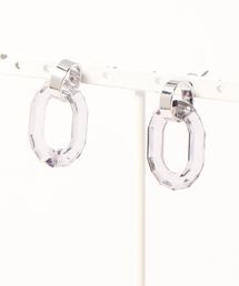 オーバルカットアクリルピアス