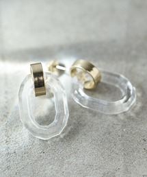 オーバルカットアクリルピアス