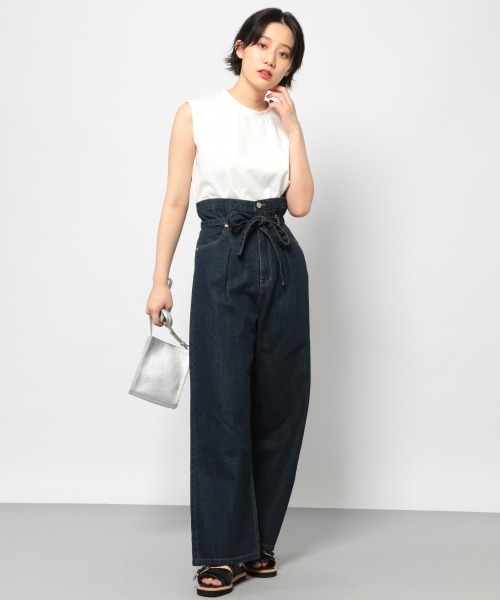 PAGEBOY(ページボーイ)の「ハイウエストベルト付ワイドデニム(デニムパンツ・レディース・ライトブルー/オフホワイト/インディゴブルー・FREE)」の11枚目の写真