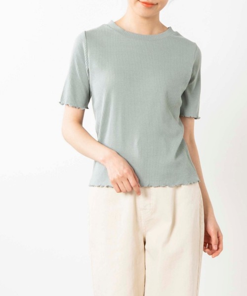 WEGO（ウィゴー）の「WEGO/メロウリブTシャツ（Tシャツ/カットソー・レディース・ブラック/オフホワイト/カーキ/グリーン系その他/ライトベージュ/ホワイト系その他/アイボリー・FREE）」の7枚目の写真