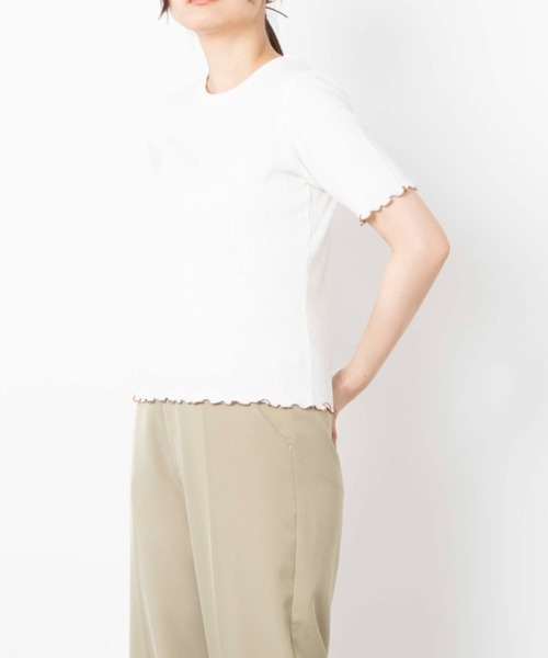 WEGO（ウィゴー）の「WEGO/メロウリブTシャツ（Tシャツ/カットソー・レディース・ブラック/オフホワイト/カーキ/グリーン系その他/ライトベージュ/ホワイト系その他/アイボリー・FREE）」の2枚目の写真