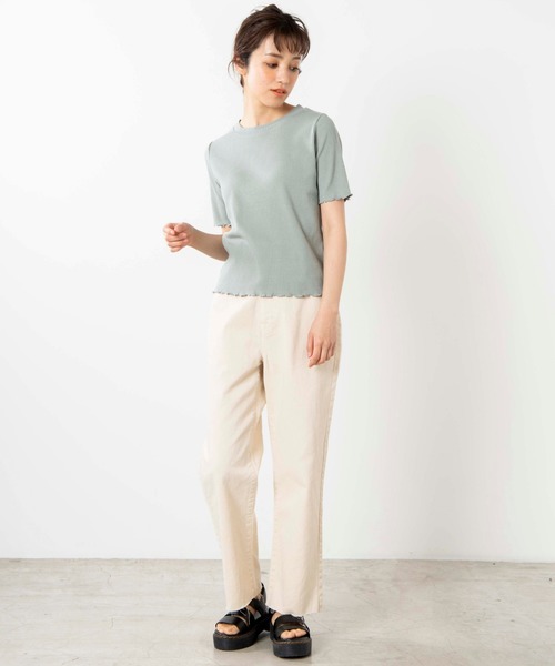 WEGO（ウィゴー）の「WEGO/メロウリブTシャツ（Tシャツ/カットソー・レディース・ブラック/オフホワイト/カーキ/グリーン系その他/ライトベージュ/ホワイト系その他/アイボリー・FREE）」の18枚目の写真