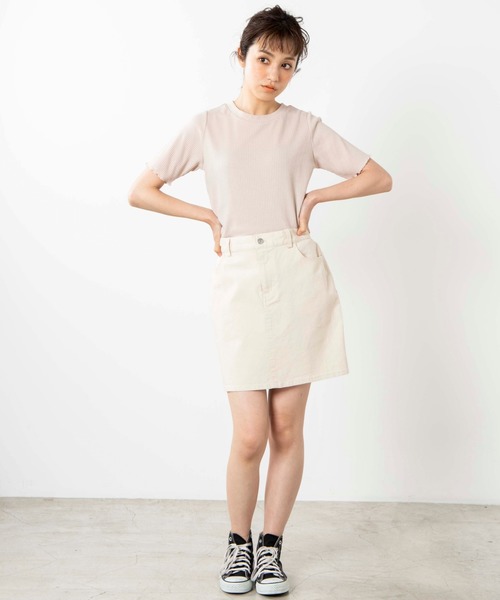 WEGO（ウィゴー）の「WEGO/メロウリブTシャツ（Tシャツ/カットソー・レディース・ブラック/オフホワイト/カーキ/グリーン系その他/ライトベージュ/ホワイト系その他/アイボリー・FREE）」の8枚目の写真