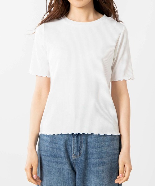 WEGO（ウィゴー）の「WEGO/メロウリブTシャツ（Tシャツ/カットソー・レディース・ブラック/オフホワイト/カーキ/グリーン系その他/ライトベージュ/ホワイト系その他/アイボリー・FREE）」の9枚目の写真