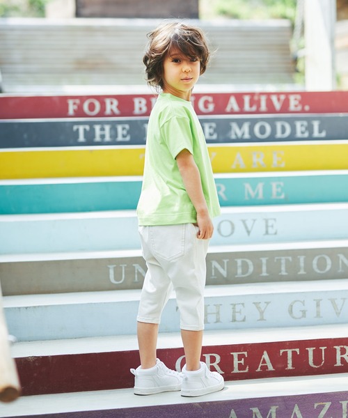 BRANSHES(ブランシェス)の「前スリットロゴ半袖Tシャツ(Tシャツ/カットソー・キッズ・パープル/ライム・90cm/110cm/100cm/120cm/130cm/140cm/150cm)」の4枚目の写真