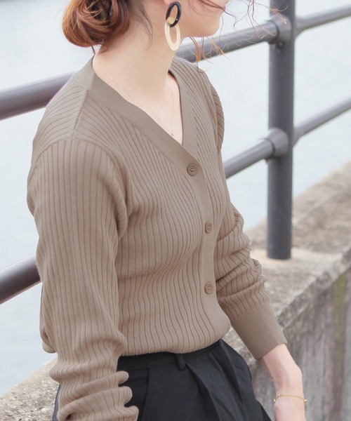 reca（レカ）の「リブニットカーディガン（カーディガン/ボレロ・レディース・オフホワイト/ブラック/杢グレー/ブラウン/ベージュ/ピンク・FREE）」の21枚目の写真
