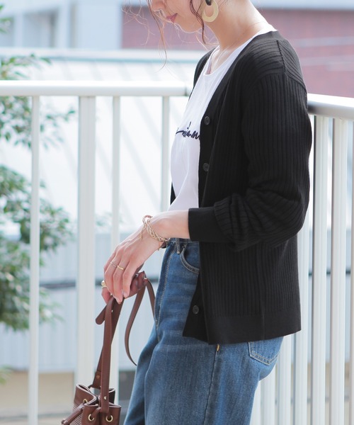 reca（レカ）の「リブニットカーディガン（カーディガン/ボレロ・レディース・オフホワイト/ブラック/杢グレー/ブラウン/ベージュ/ピンク・FREE）」の14枚目の写真