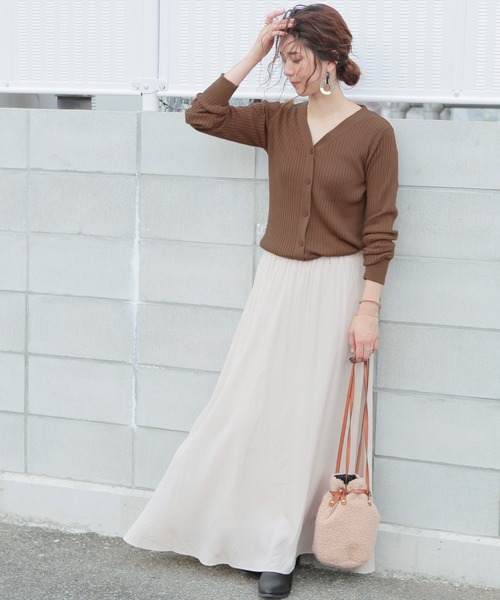 reca（レカ）の「リブニットカーディガン（カーディガン/ボレロ・レディース・オフホワイト/ブラック/杢グレー/ブラウン/ベージュ/ピンク・FREE）」の17枚目の写真