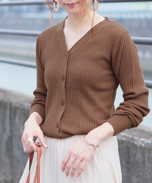 reca（レカ）の「リブニットカーディガン（カーディガン/ボレロ・レディース・オフホワイト/ブラック/杢グレー/ブラウン/ベージュ/ピンク・FREE）」の18枚目の写真