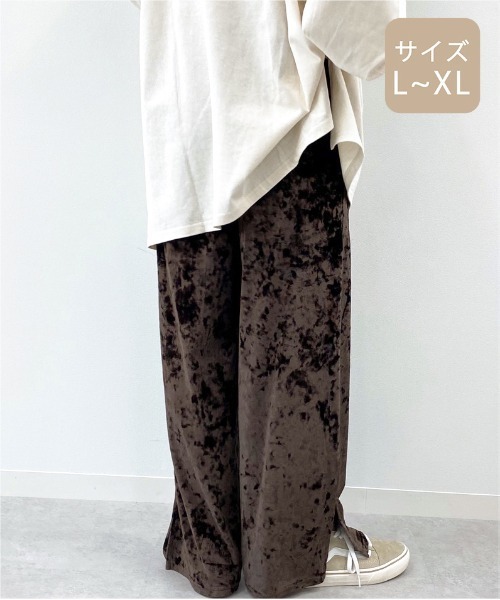 apres jour mignon(アプレジュールミニョン)の「【大きいサイズ】クラッシュベロアパンツ【ZOZOTOWN限定アイテム】(その他パンツ・レディース・ブラック/パープル/モカ/ダークブラウン/ライトベージュ/ブルー系その他・X-LARGE)」の18枚目の写真