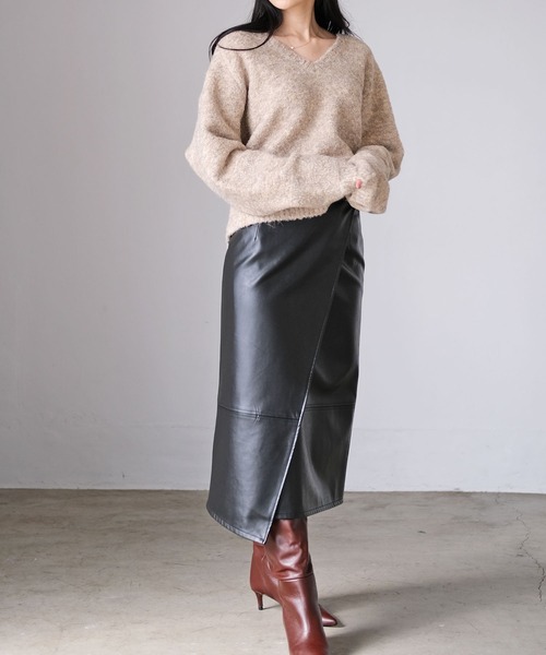 AKTE ラップイレヘムスカート ラップスカート 黒 INGNI（イング）の「ラップイレヘムスカート（スカート）」 - WEAR