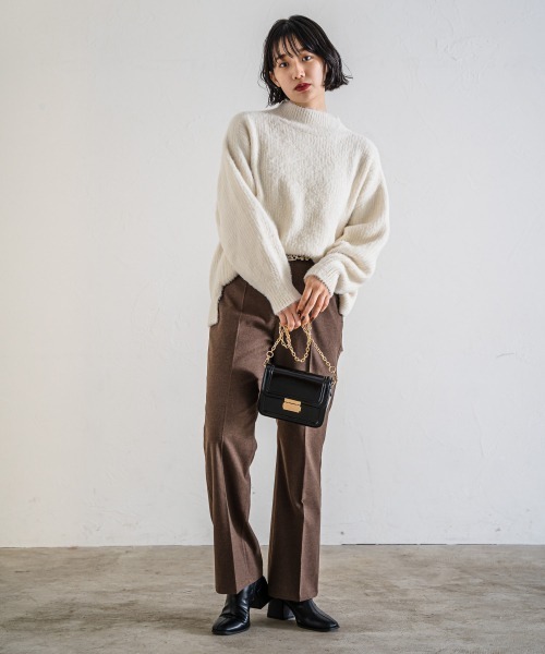 PAGEBOY（ページボーイ）の「ウールライクセミフレアパンツ(フレアパンツ/タックパンツ)（スラックス・レディース・ブラック/ブラウン/レッド系その他・SMALL/MEDIUM）」の7枚目の写真