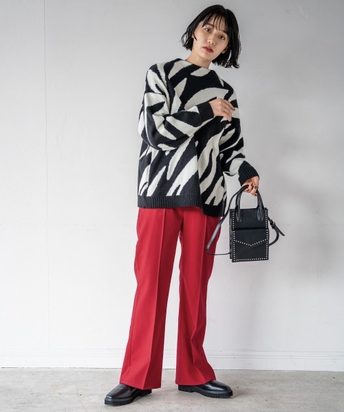 PAGEBOY（ページボーイ）の「ウールライクセミフレアパンツ(フレアパンツ/タックパンツ)（スラックス・レディース・ブラック/ブラウン/レッド系その他・SMALL/MEDIUM）」の9枚目の写真