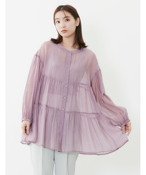 POU DOU DOU（プードゥドゥ）の「シアーティアードチュニックブラウス（シャツ/ブラウス・レディース・ブラック/イエロー/アイボリー/ラベンダー・3）」の3枚目の写真