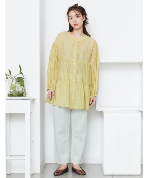POU DOU DOU（プードゥドゥ）の「シアーティアードチュニックブラウス（シャツ/ブラウス・レディース・ブラック/イエロー/アイボリー/ラベンダー・3）」の5枚目の写真