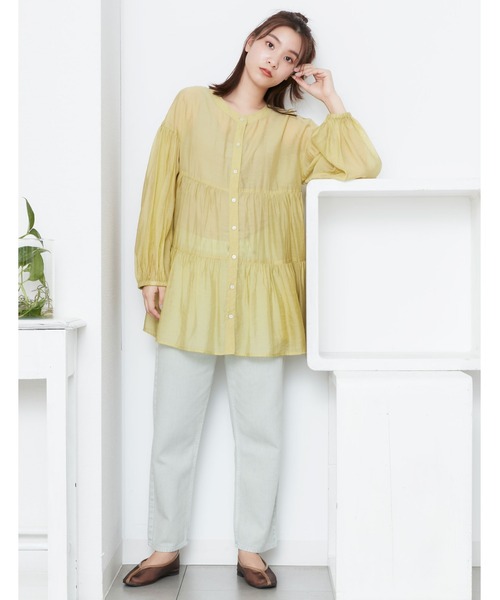 POU DOU DOU（プードゥドゥ）の「シアーティアードチュニックブラウス（シャツ/ブラウス・レディース・ブラック/イエロー/アイボリー/ラベンダー・3）」の11枚目の写真