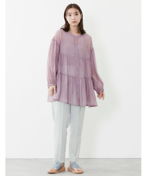 POU DOU DOU（プードゥドゥ）の「シアーティアードチュニックブラウス（シャツ/ブラウス・レディース・ブラック/イエロー/アイボリー/ラベンダー・3）」の9枚目の写真