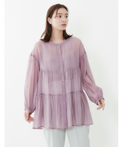POU DOU DOU（プードゥドゥ）の「シアーティアードチュニックブラウス（シャツ/ブラウス・レディース・ブラック/イエロー/アイボリー/ラベンダー・3）」の21枚目の写真