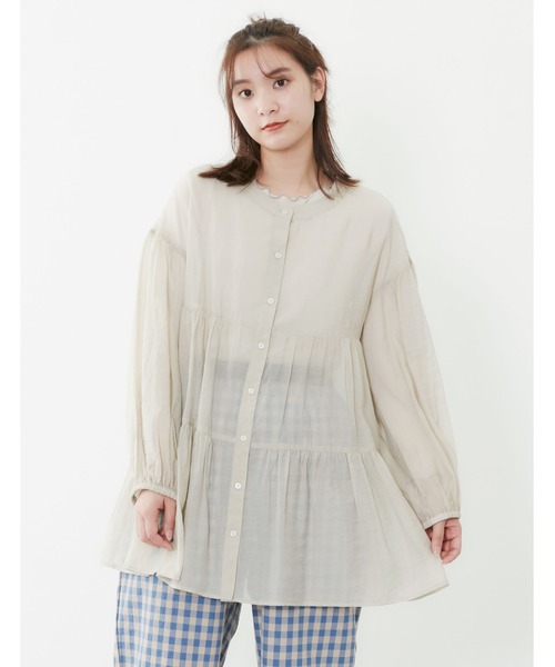 POU DOU DOU（プードゥドゥ）の「シアーティアードチュニックブラウス（シャツ/ブラウス・レディース・ブラック/イエロー/アイボリー/ラベンダー・3）」の18枚目の写真