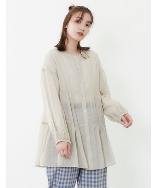 POU DOU DOU（プードゥドゥ）の「シアーティアードチュニックブラウス（シャツ/ブラウス・レディース・ブラック/イエロー/アイボリー/ラベンダー・3）」の16枚目の写真