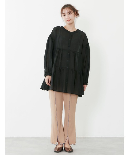 POU DOU DOU（プードゥドゥ）の「シアーティアードチュニックブラウス（シャツ/ブラウス・レディース・ブラック/イエロー/アイボリー/ラベンダー・3）」の10枚目の写真