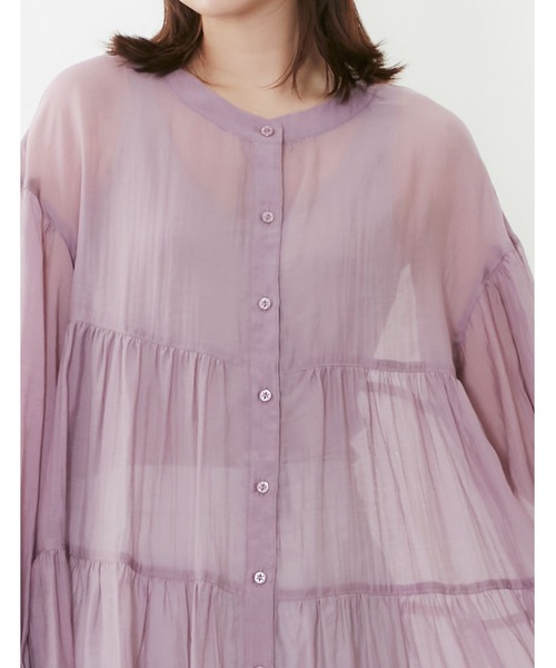 POU DOU DOU（プードゥドゥ）の「シアーティアードチュニックブラウス（シャツ/ブラウス・レディース・ブラック/イエロー/アイボリー/ラベンダー・3）」の8枚目の写真