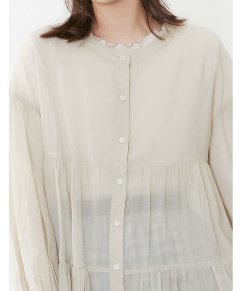 POU DOU DOU（プードゥドゥ）の「シアーティアードチュニックブラウス（シャツ/ブラウス・レディース・ブラック/イエロー/アイボリー/ラベンダー・3）」の14枚目の写真