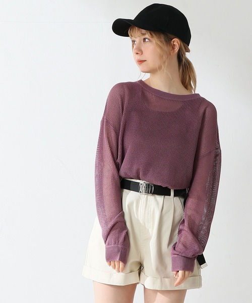 Honeys（ハニーズ）の「メッシュ編アンサンブル（アンサンブル・レディース・ブラック/ベージュ/パープル/ブルー・S/M/L）」の4枚目の写真