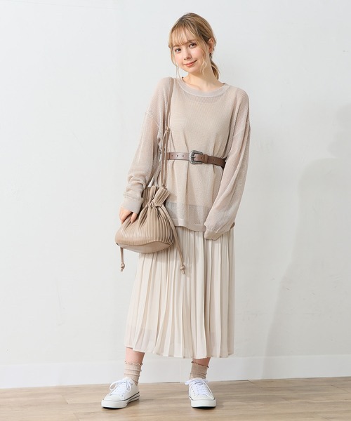 Honeys（ハニーズ）の「メッシュ編アンサンブル（アンサンブル・レディース・ブラック/ベージュ/パープル/ブルー・S/M/L）」の6枚目の写真