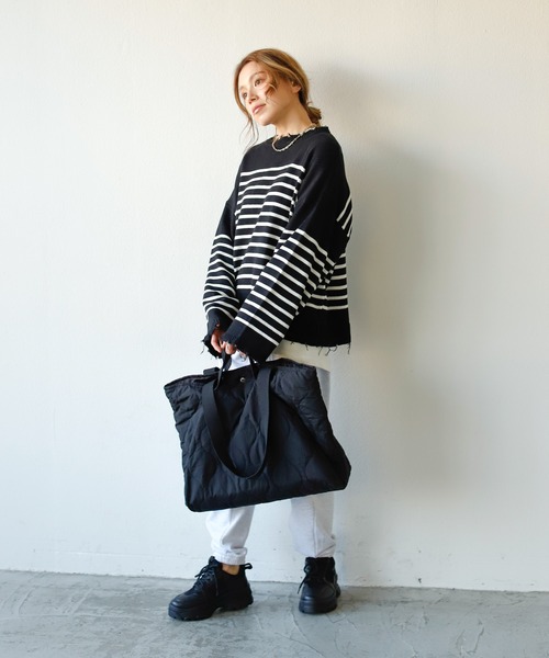 Auntie Rosa Holiday（アンティローザホリデー）の「キルトライナーラージトートバッグ（トートバッグ・レディース・ブラック/カーキ/ナチュラル・FREE）」の6枚目の写真