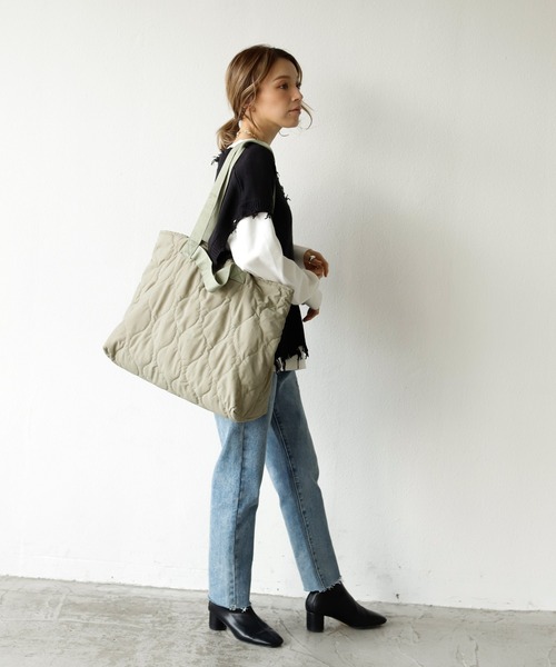 Auntie Rosa Holiday（アンティローザホリデー）の「キルトライナーラージトートバッグ（トートバッグ・レディース・ブラック/カーキ/ナチュラル・FREE）」の18枚目の写真